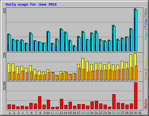 Daily usage for June 2016