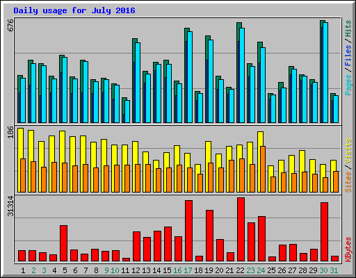 Daily usage for July 2016