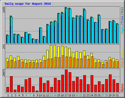 Daily usage for August 2016