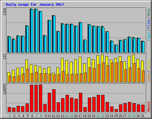 Daily usage for January 2017