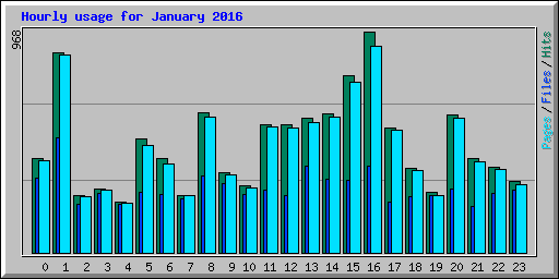 Hourly usage for January 2016